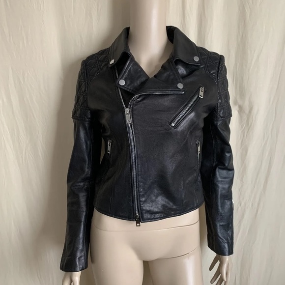 Christian Dior black leather quilted moto jacket - Picture 6 of 16